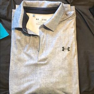Gray UA golf shirt